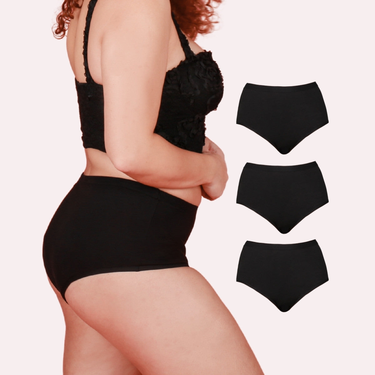3er Pack Periodenunterwäsche Comfort ultra schwarz Curvy