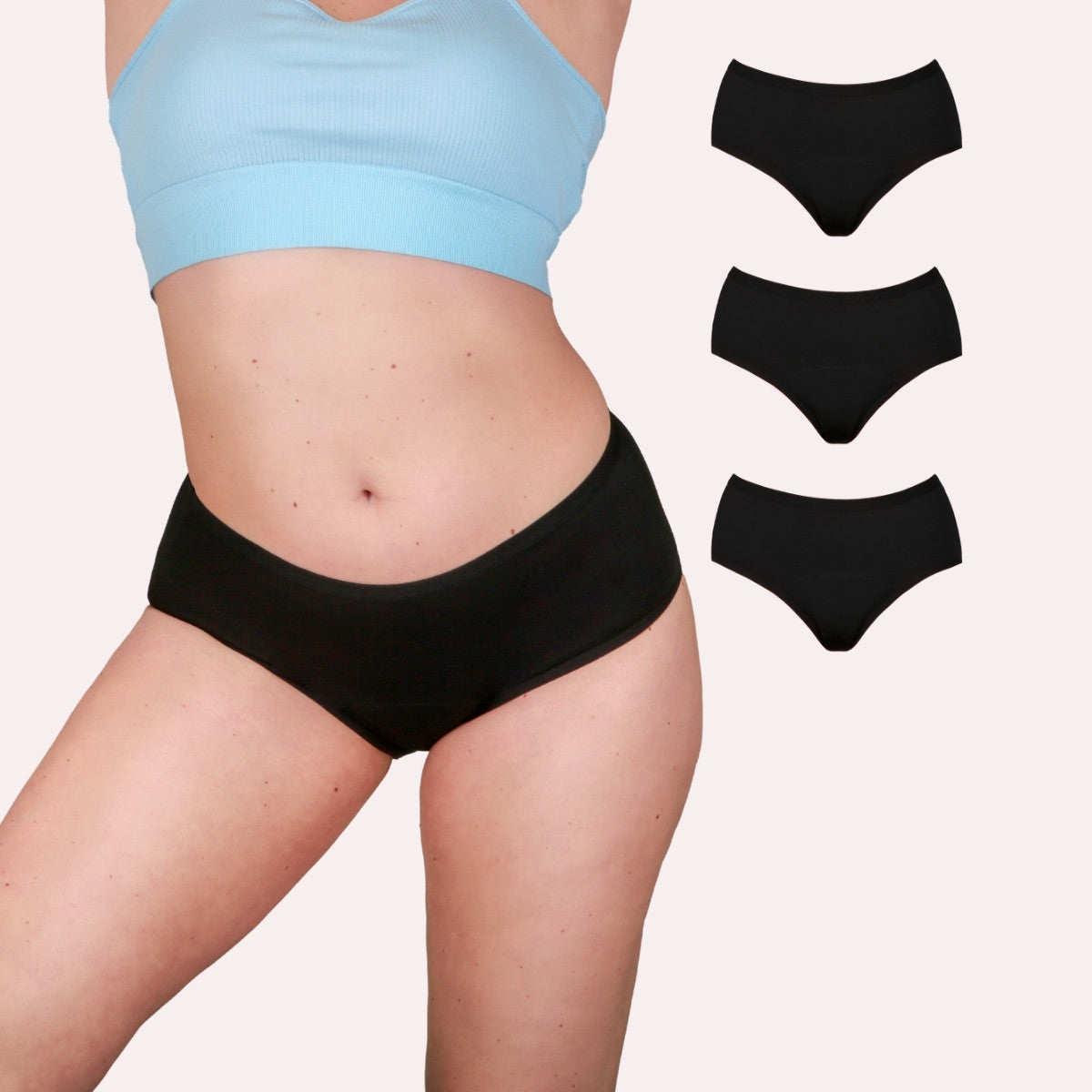 3er Pack Periodenunterwäsche Taynie Basic extra stark schwarz Curvy