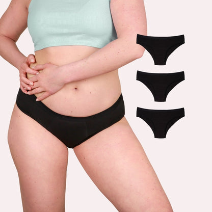 3er Pack Periodenunterwäsche Taynie Classic schwarz Curvy