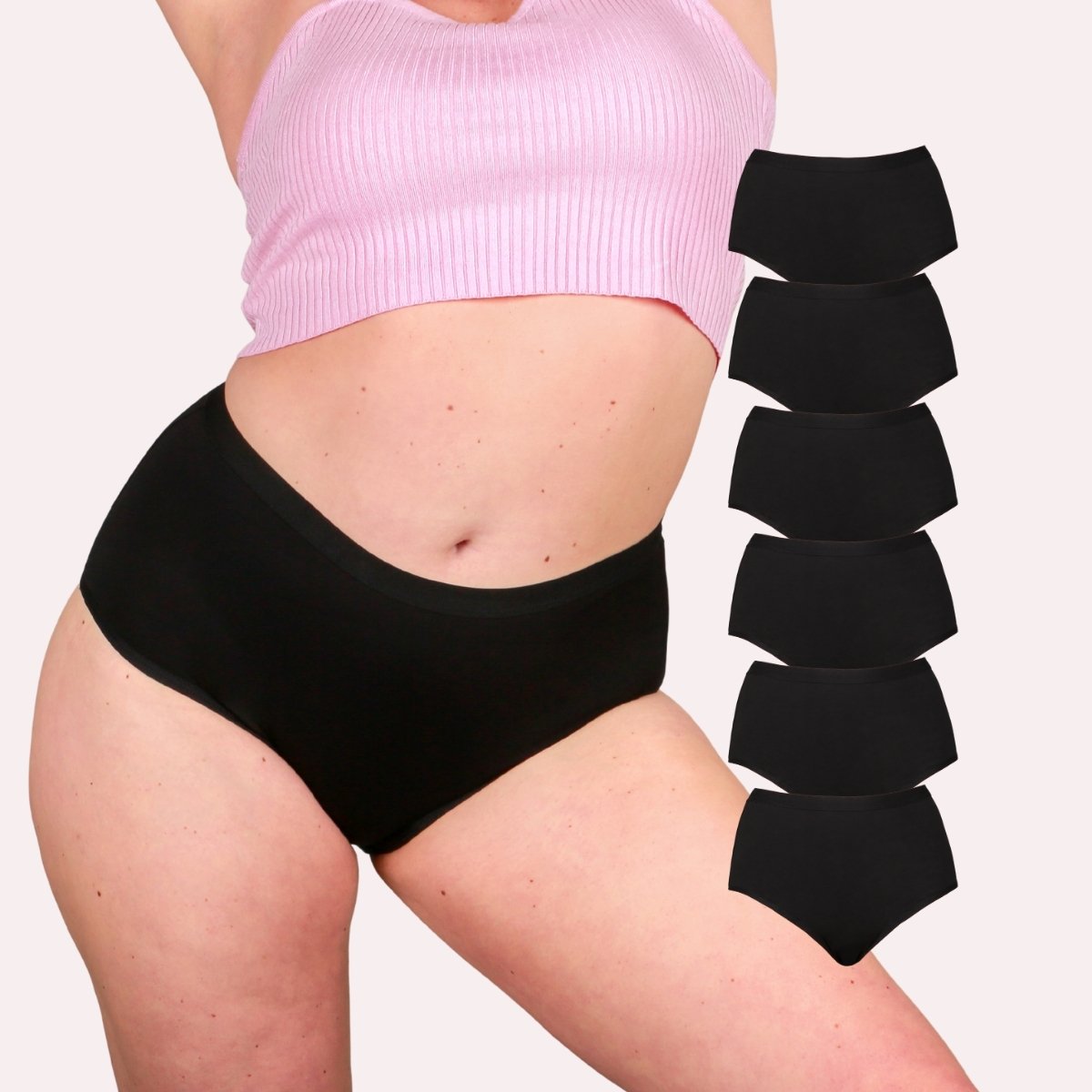 6er Pack Periodenunterwäsche Comfort ultra schwarz Curvy