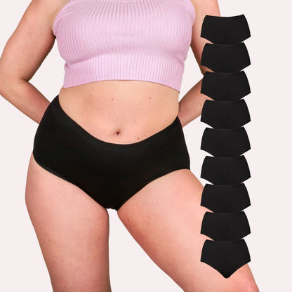 9er Pack Periodenunterwäsche Comfort ultra schwarz Curvy