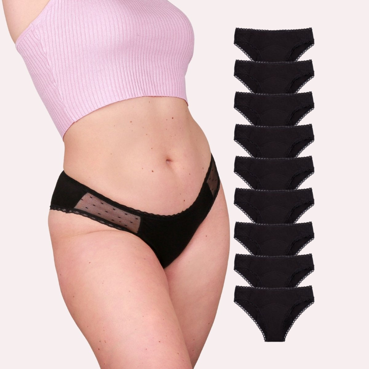 9er Pack Periodenunterwäsche Taynie Lady ultra schwarz Curvy