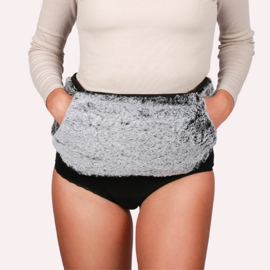 Fluffy heat belt with hot water bottle